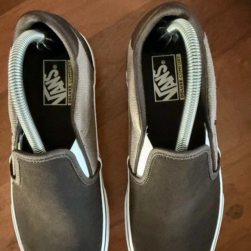 Vans Asher Deluxe Slip On Coffee Brown Cozy Knit Suede Skater Sneakers Men's 9.0